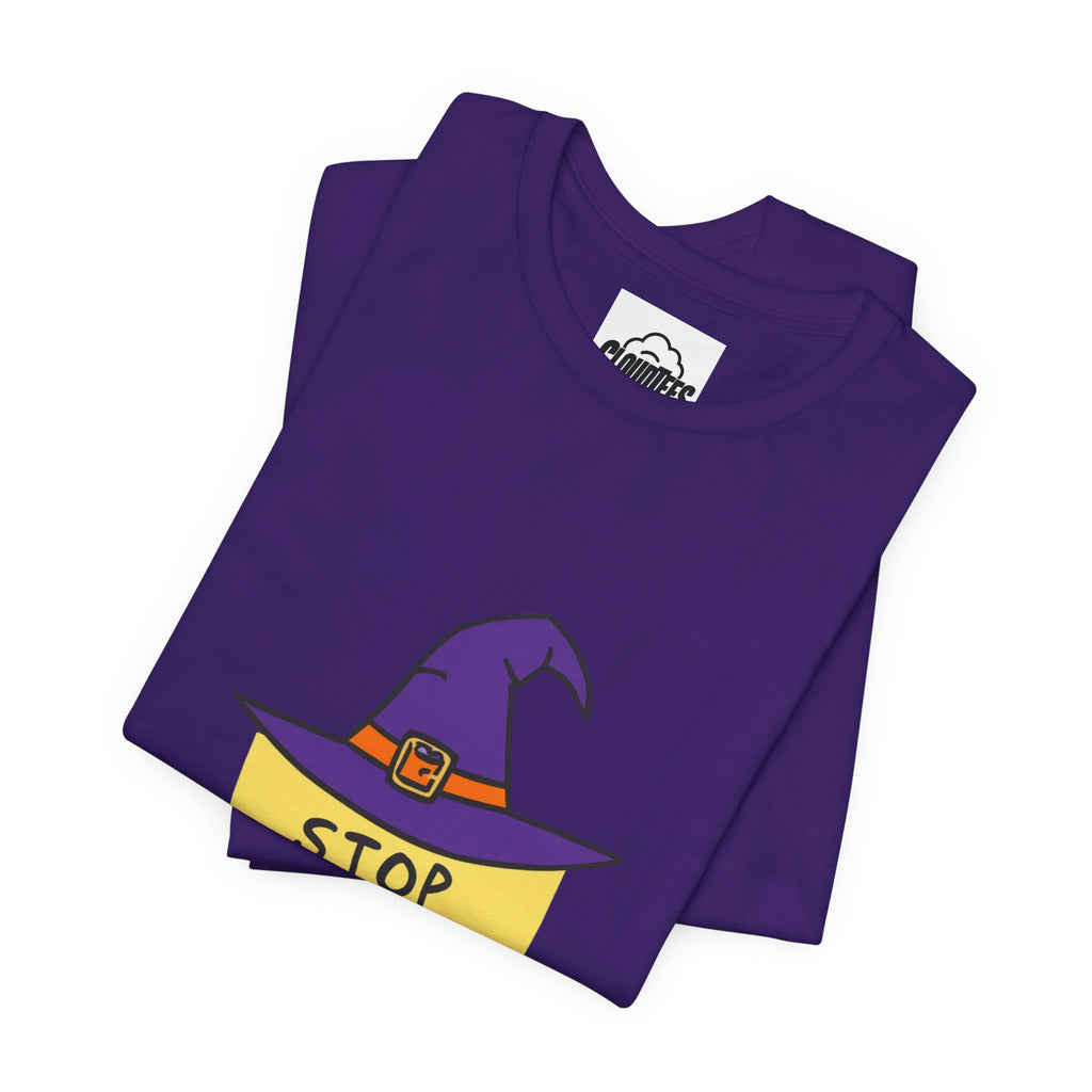 Witchy Vibes Halloween T-Shirt | Purple Witch Hat Cute Spooky Tee