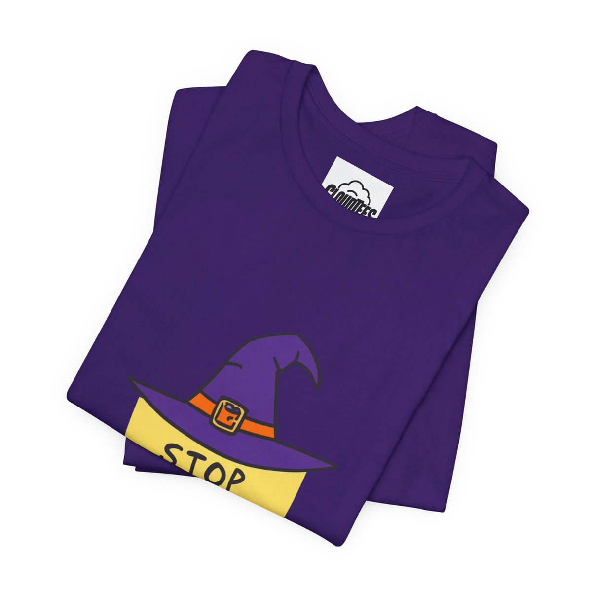 Witchy Vibes Halloween T-Shirt | Purple Witch Hat Cute Spooky Tee