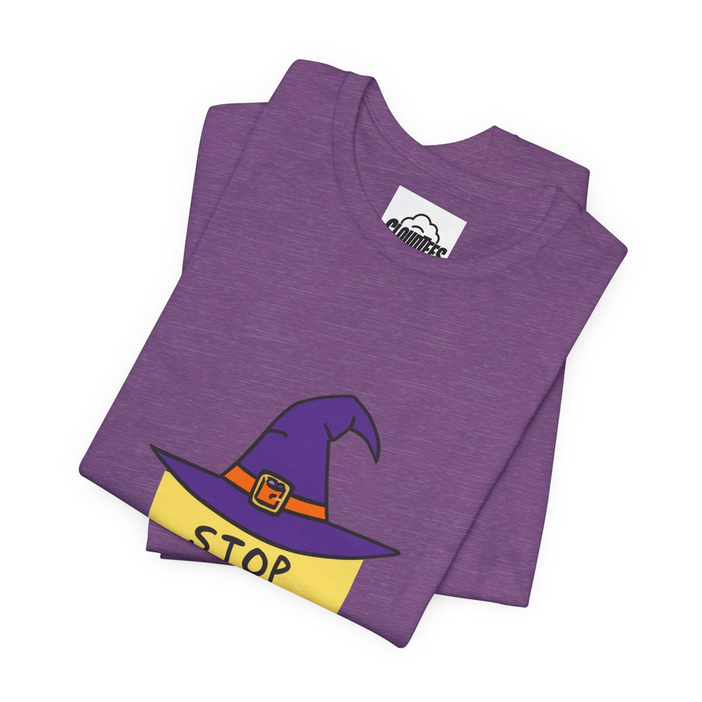 Witchy Vibes Halloween T-Shirt | Purple Witch Hat Cute Spooky Tee