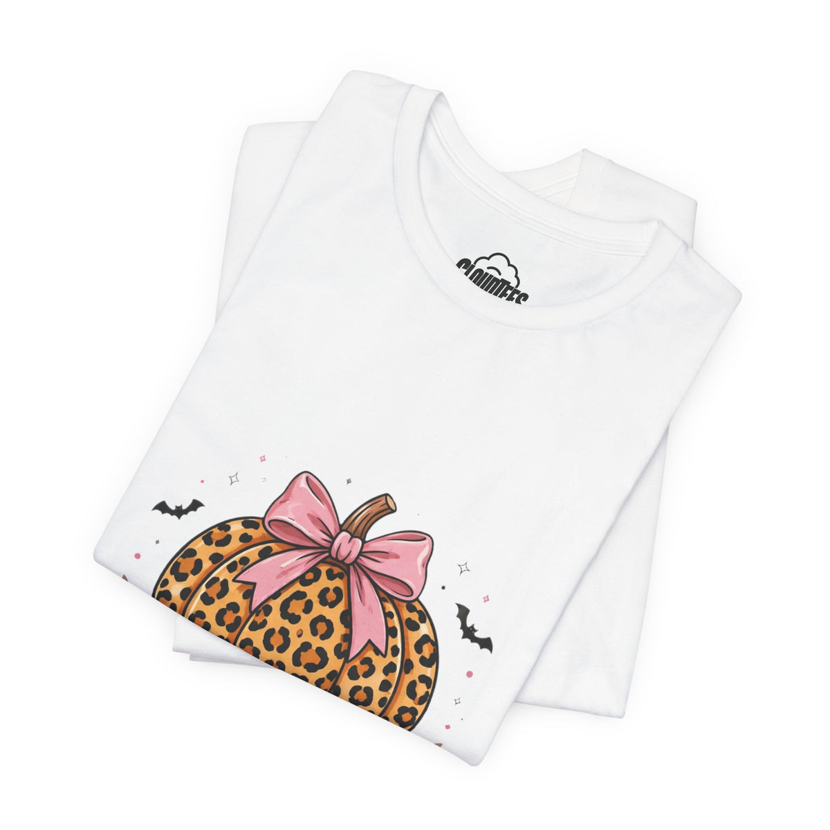 CloudTees Stay Spooky Shirt | Leopard Print Pumpkin Bow Halloween Shirt | Pink Bow Spooky Season Tee