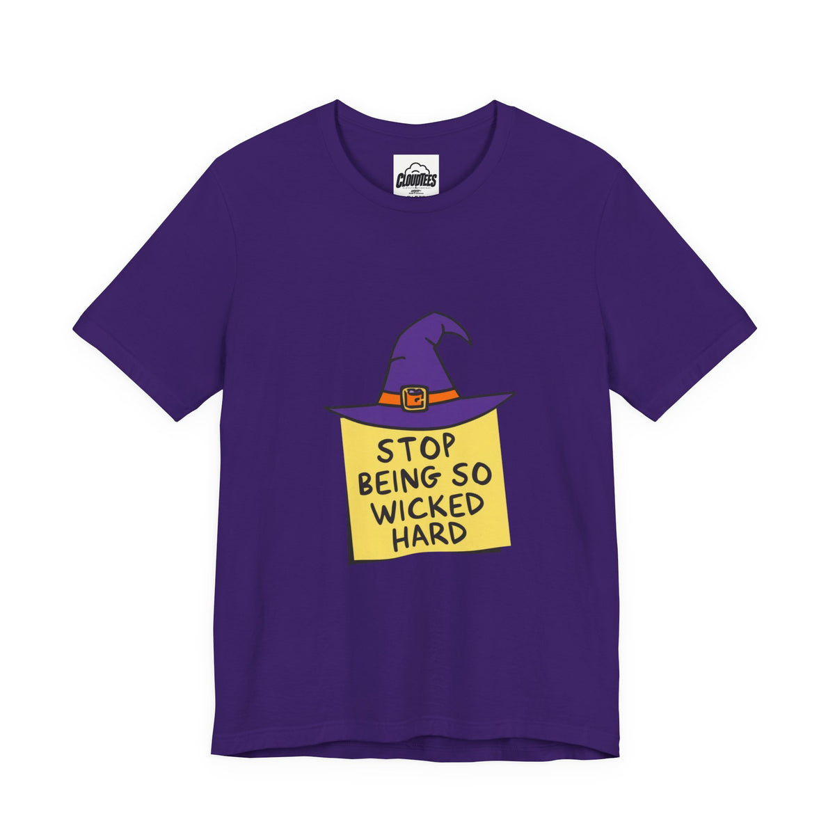 Witchy Vibes Halloween T-Shirt | Purple Witch Hat Cute Spooky Tee