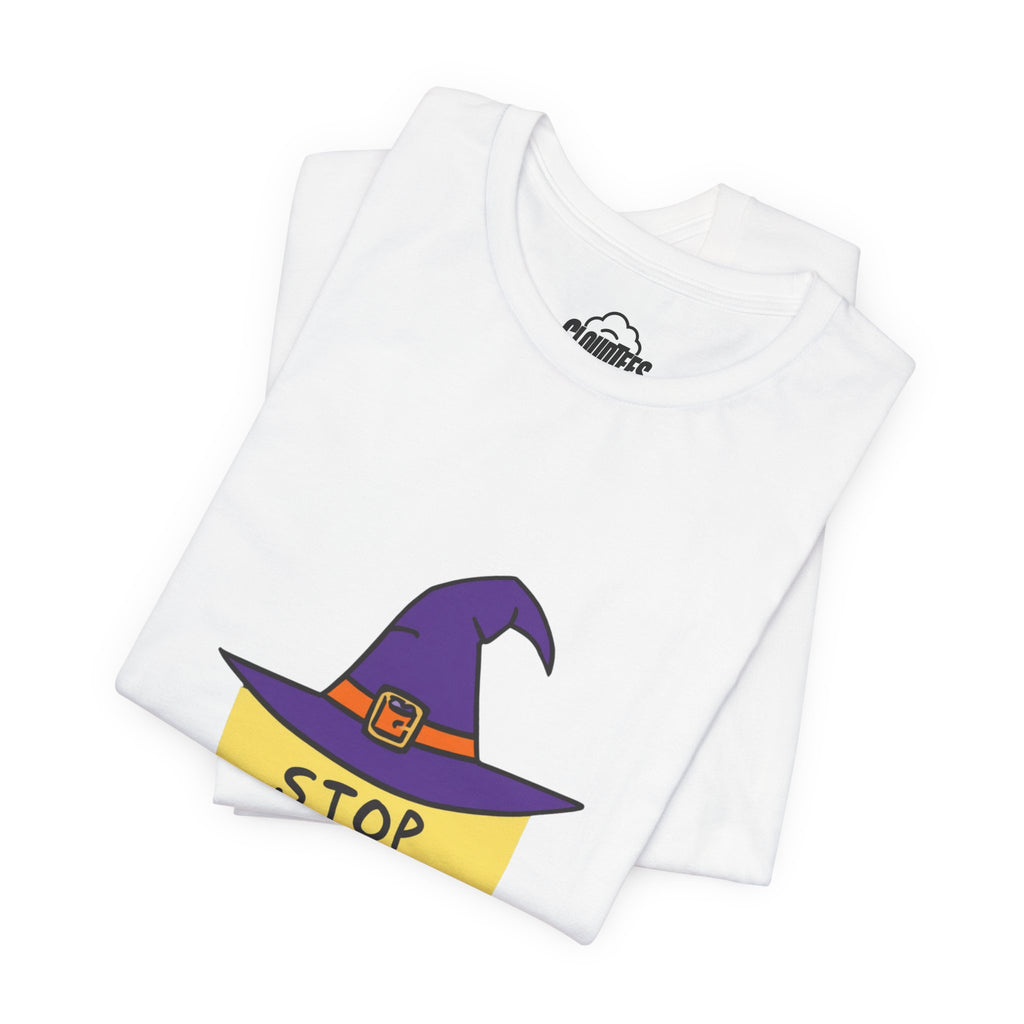Witchy Vibes Halloween T-Shirt | Purple Witch Hat Cute Spooky Tee